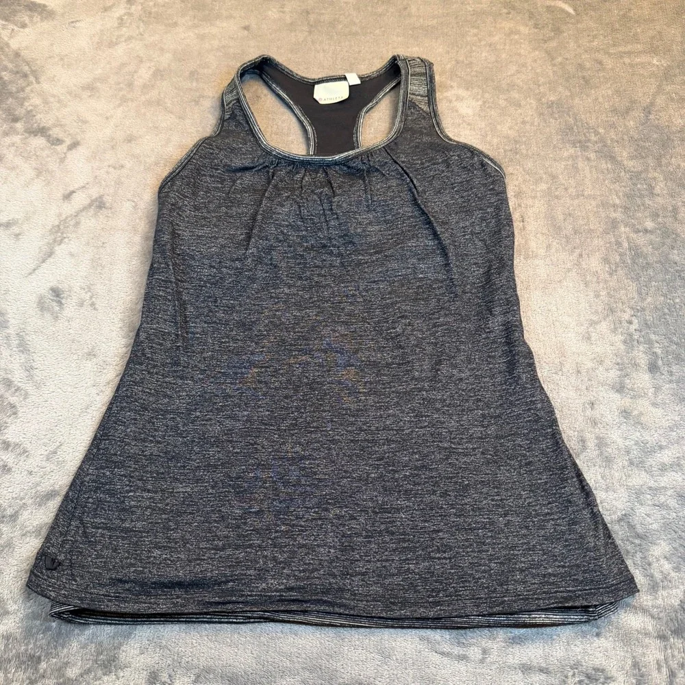 Athleta Space Dye Racerback Tank Top Shelf Bra Gray Womens Small 919068 - Picture 2 of 10
